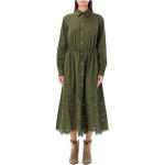 Reduzierte Grüne Bestickte Langärmelige Ralph Lauren Shirtkleider aus Baumwolle für Damen Größe XS 