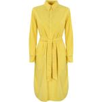 Gelbe Bestickte Langärmelige Ralph Lauren Midi Shirtkleider aus Baumwolle für Damen Größe XS 