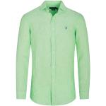 Reduzierte Grüne Ralph Lauren Button Down Kragen Leinenhemden aus Leinen für Herren Größe S 