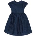 Blaue Bestickte Kurzärmelige Ralph Lauren Kinderfestkleider mit Rüschen mit Knopf aus Taft für Mädchen für den für den Winter 