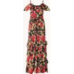 Dunkelrosa Blumenmuster Ralph Lauren Maxi Sommerkleider mit Volants für Damen Größe M 