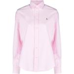 Pinke Langärmelige Ralph Lauren Langarm-Poloshirts mit Pferdemotiv aus Baumwolle für Damen Größe M 