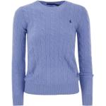 Blaue Ralph Lauren Kaschmir-Pullover mit Pferdemotiv aus Wolle enganliegend für Damen Größe M 