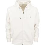 Weiße Bestickte Langärmelige Ralph Lauren Herrensweatshirts mit Reißverschluss mit Kapuze Größe XXL 