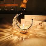 Goldene Moderne 10 cm Runde Teelichthalter aus Kristall graviert Ramadan 