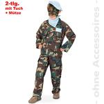 Rambo Dschungel Kämpfer Militär Soldat 2tlg m Halstuch u Mütze Kinder Kostüm Gr 128