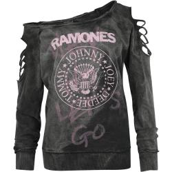 Ramones Sweatshirt - Pink Logo - S bis XXL - für Damen - Größe XL - schwarz - Lizenziertes Merchandise