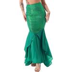 Grüne Maxi Meerjungfrau-Kostüme mit Pailletten aus Mesh für Damen Größe M 