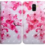 Bunte Blumenmuster Samsung Galaxy A6 Plus Hüllen 2018 Art: Flip Cases mit Bildern aus Glattleder 