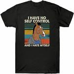 Rare BoJack Horseman I Have No Self Control and I Hate T-Shirt Mens Black Size XXL