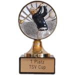 RaRu Golf-Pokal mit Gravur und Resin-Emblem + 3 Golf-Anstecknadeln.