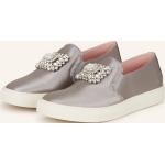 Silberne RAS Slip-on Sneaker ohne Verschluss aus Leder für Damen Größe 40 