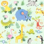 Mintgrüne Rasch Kinderzimmer-Vliestapeten mit Löwen-Motiv aus Papier 