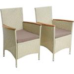 Beige Estexo Polyrattan Gartenstühle aus Polyrattan mit Armlehne Breite 50-100cm, Höhe 0-50cm, Tiefe 50-100cm 2-teilig 