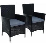 Schwarze Estexo Polyrattan Gartenstühle aus Polyrattan mit Armlehne Breite 50-100cm, Höhe 0-50cm, Tiefe 50-100cm 2-teilig 