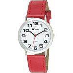 Ravel - Unisex - Armbanduhr mit großen Ziffern - Rot/silbernes Ton/weißes Zifferblatt
