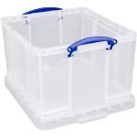 Really Useful 42C Kunststoff-Aufbewahrungsbox (leicht, robust, stapelbar, 42 Liter, BxTxH 440 x 520 x 310 mm) transparent