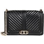 Rebecca Minkoff Women's Chevron Quilted Love Cross Body Bag, Black/Gold, One Size