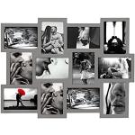 Rebecca Mobili Bilderrahmen in Grau, Multirahmen Fotocollage, Format 10x15, Holz MDF, Wohnzimmer Schlafzimmer – Maße: 47 x 60 x 1,2 cm (HxLxB) - Art. RE4880