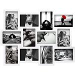 Rebecca Mobili Multirahmen, Bilderrahmen Fotorahmen, für 12 Bilder Format 10 x 15, MDF, Weiß, für Foto-Kollektion Maße: 47 x 60 x 1,2 cm (HxLxB) – Art. RE4065
