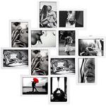 Rebecca Mobili Multirahmen für 12 Bilder, Fotocollage Format 10x15, MDF, Weiß, Home Decor – Maße: 63 x 63 x 1,2 cm (HxLxB) - Art. RE4168