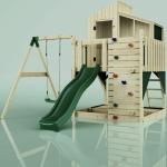 Reduzierte Sandfarbene Holzspieltürme & Holzstelzenhäuser verzinkt mit Rutsche 