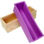 Rechteckige Silikon-Form mit Holzkasten für das Herstellen von Seife, für 1,2 kg Seifenmasse violett