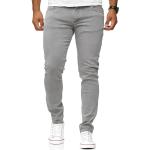 Graue Slim Fit Jeans mit Reißverschluss aus Baumwolle enganliegend für Herren Größe XXL Weite 28, Länge 30 