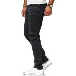 Schwarze Slim Fit Jeans mit Reißverschluss aus Baumwolle enganliegend für Herren Weite 40, Länge 34 