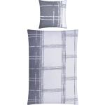 Graue Karo Moderne bügelfreie Bettwäsche mit Reißverschluss aus Baumwolle 155x220 
