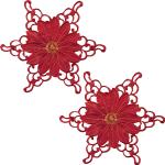 Rote Sterne Runde Deckchen aus Textil 2-teilig 