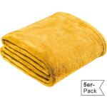 Gelbe Unifarbene Kuscheldecken & Wohndecken aus Teddy 130x180 5-teilig 