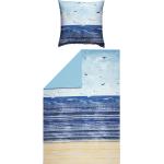 Blaue Maritime Bettwäsche mit Reißverschluss aus Renforcé 135x200 