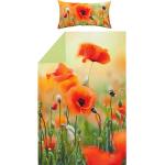Apfelgrüne Unifarbene Motiv Bettwäsche mit Blumenmotiv mit Reißverschluss aus Renforcé 135x200 
