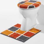 Orange Karo Moderne WC-Vorleger aus Textil schnelltrocknend 
