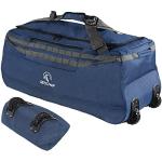 Marineblaue Reisetaschen mit Rollen 140l mit Reißverschluss klappbar 