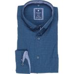 Reduzierte Blaue Casual Langärmelige Redmond Casual Button Down Kragen Herrenlangarmhemden aus Baumwolle Größe XXL 