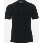 Schwarze Unifarbene Oversize Kurzärmelige Redmond Casual Henleykragen Shirts mit Tasche aus Baumwolle für Herren Größe 3 XL 