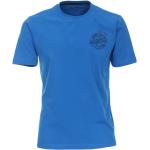 Blaue Unifarbene Casual Kurzärmelige Redmond Casual Rundhals-Ausschnitt Shirts mit Tasche aus Baumwolle für Herren für den für den Sommer 