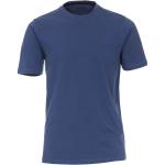 Blaue Unifarbene Casual Kurzärmelige Redmond Casual Rundhals-Ausschnitt Shirts mit Tasche aus Baumwolle für Herren für den für den Sommer 