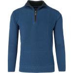 Blaue Unifarbene Casual Langärmelige Redmond Casual Herrentroyer aus Baumwolle für den für den Herbst 