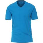 Türkise Unifarbene Kurzärmelige Redmond V-Ausschnitt T-Shirts aus Baumwolle für Herren Größe L 