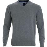 Graue Unifarbene Langärmelige Redmond V-Ausschnitt Wintermode aus Baumwolle für Herren Größe 6 XL für den für den Herbst 