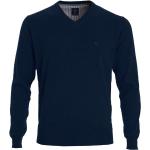 Marineblaue Unifarbene Langärmelige Redmond V-Ausschnitt Wintermode aus Baumwolle für Herren Größe 4 XL 