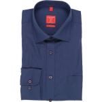 Blaue Unifarbene Langärmelige Redmond Kentkragen Hemden mit Kent-Kragen aus Baumwolle für Herren 
