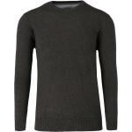 Anthrazitfarbene Unifarbene Langärmelige Redmond Rundhals-Ausschnitt Rundhals-Pullover aus Baumwolle für Herren für den für den Herbst 