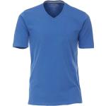 Blaue Unifarbene Kurzärmelige Redmond V-Ausschnitt T-Shirts für Herren für den für den Sommer 