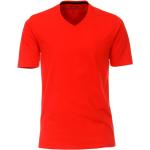Rote Unifarbene Kurzärmelige Redmond V-Ausschnitt T-Shirts aus Jersey für Herren Größe XL 