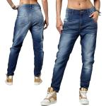 Reebok Damen Stretch Jeans Hose Boyfriend Baggy Denim Cargo Dance Fashion blau