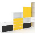 Regalsystem Gelb - Regalsystem: Schubladen in Gelb & Türen in Graphitgrau - Hochwertige Materialien - 264 x 195 x 34 cm, konfigurierbar